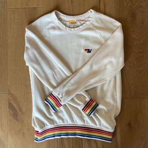 Aviator Nation - Rainbow Stripe Crew Neck Sweatshirt - Small